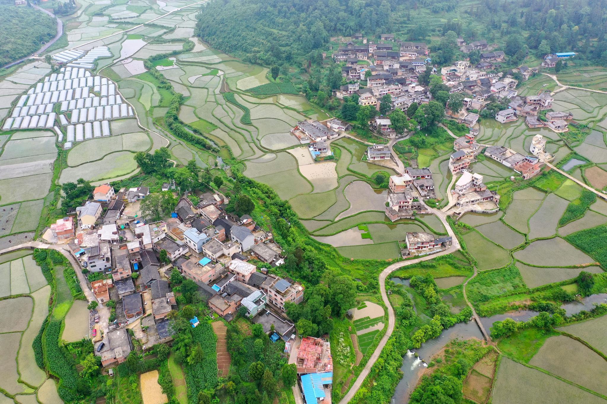 这是6月8日拍摄的贵定县昌明镇郊外的景色(无人机照片).