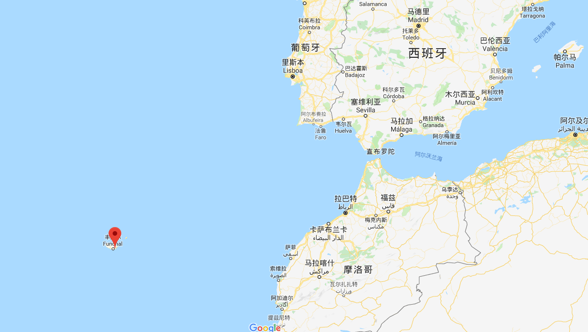 (谷歌地图)马德拉群岛有"大西洋明珠"美誉,隶属葡萄牙,位于非洲西海岸