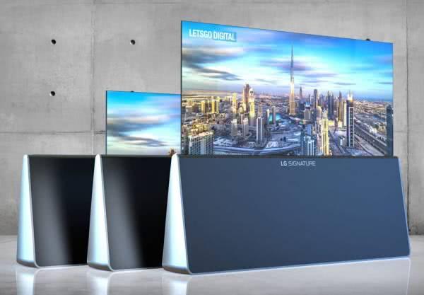 LG三款新卷轴电视专利曝光,配三角形底座突出