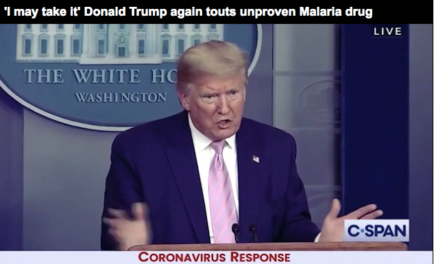 特朗普4月4日在记者会上讲话。／C-SPAN视频截图