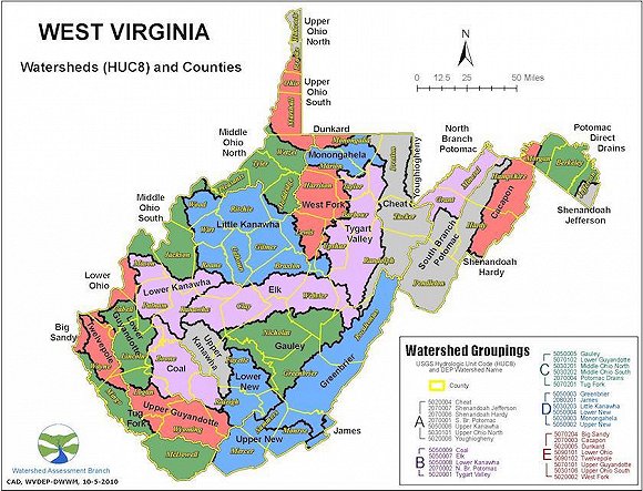  西弗吉尼亚州行政地图.图片来源:西弗吉尼亚州政府官网
