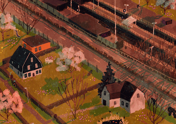 插画丨小清新插画就该这么造淡雅的gif真想生活在画里很美