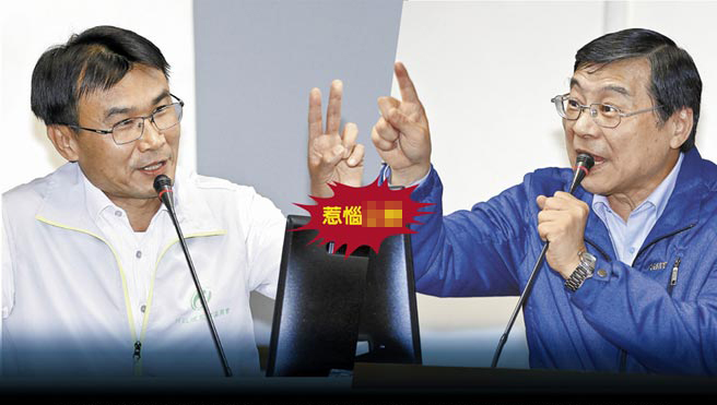 “蓝委”曾铭宗（右）、台当局“农委会主委”陈吉仲（左）。（图片来源：台湾“中时电子报”）