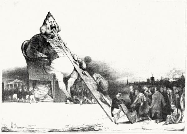 杜米埃20岁时师从于法国皇家博物馆馆长,画家涅努瓦学习绘画,尔后又随