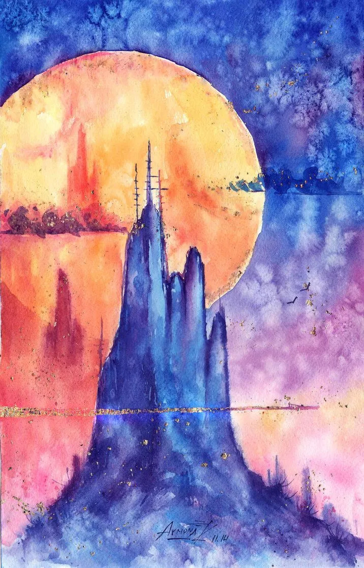 她的水彩作品唯美抽象且具有诗意