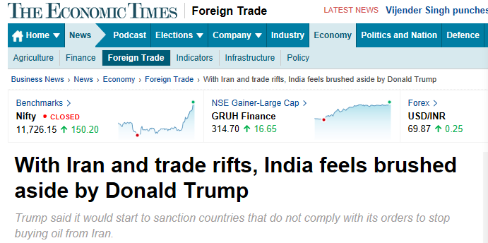  印度《经济时报》网站截图