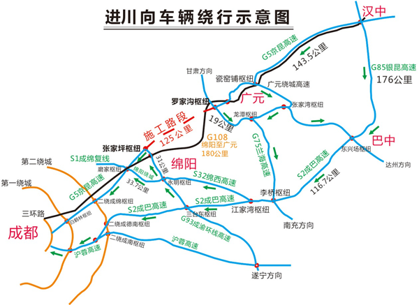 京昆高速绵广段3月20日起半幅封闭施工 进出川车辆这样绕行