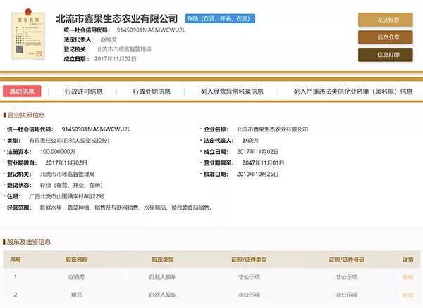 果小云旗舰店所属公司股东为赵晓芳、覃艺。