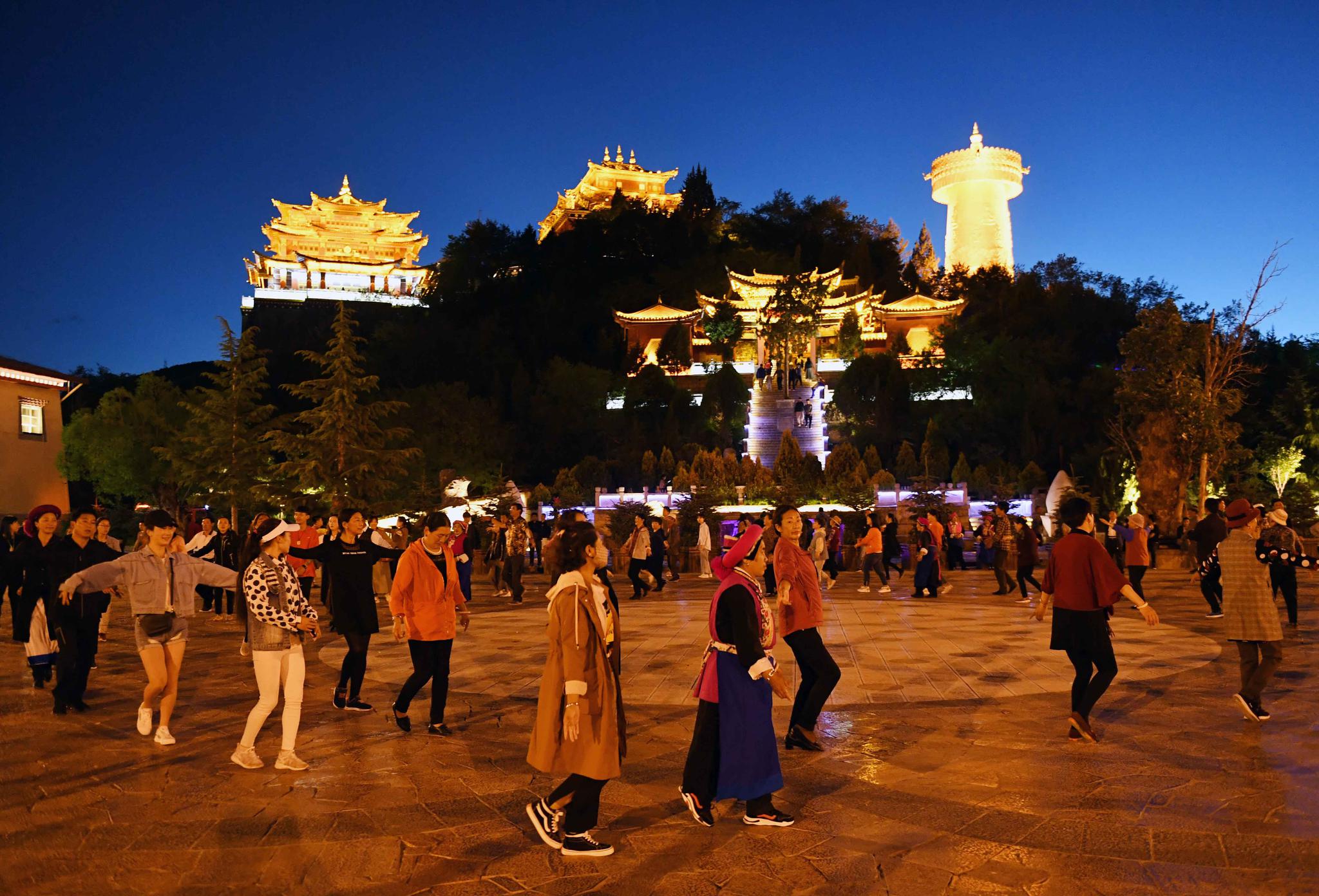 香格里拉独克宗古城夜色