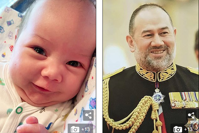 沃耶沃金娜此前公开儿子长相，称孩子长得像极了马来西亚前国王。（每日邮报）