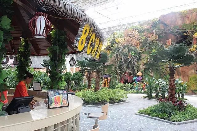 此外,室内温泉区 有餐吧,水吧 提供简餐,饮料和小食品 室外水上乐园边