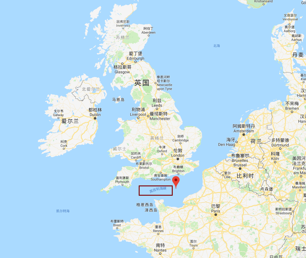 　英吉利海峡 图源：Google Map