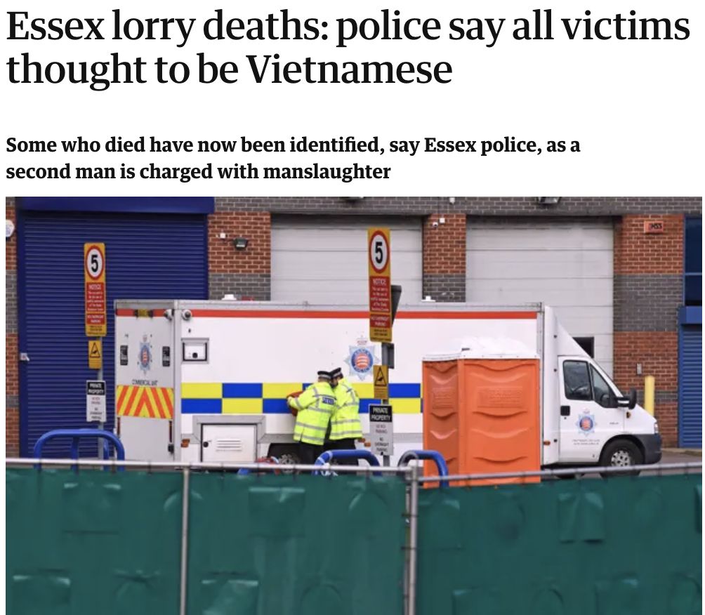 英国警方39名货车遇难者全是越南人
