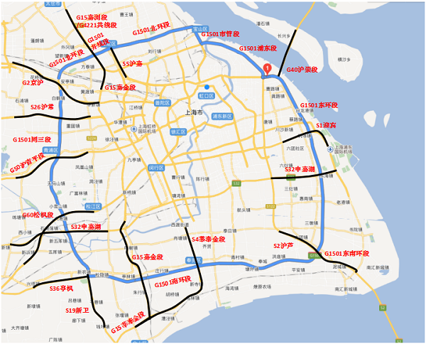 上海这些公路要改名字g1501更名为g1503g15部分路段与g4221并线