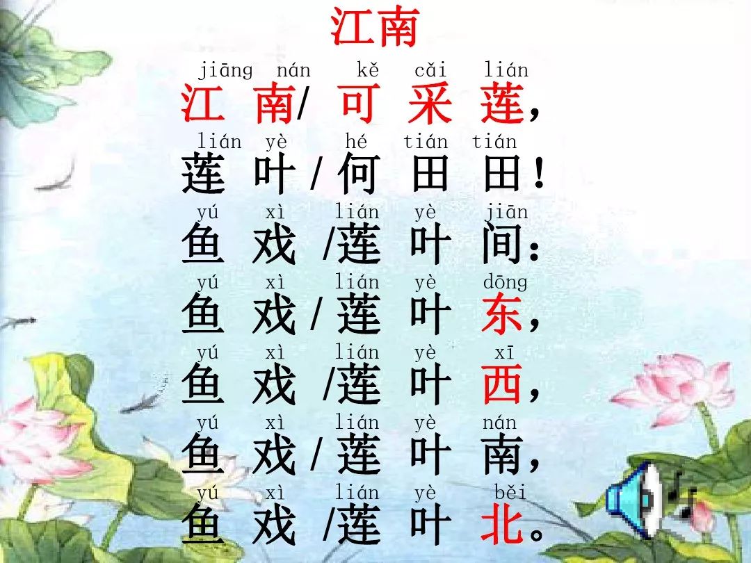 微课堂统编版一年级语文上册第3课江南知识点图文解读