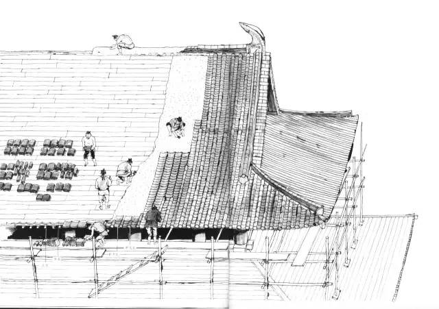 秘籍:1300年前法隆寺建造手绘过程图
