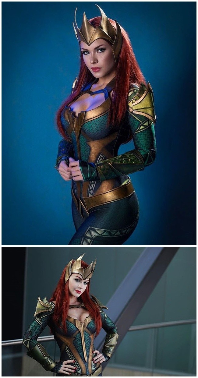 国外美女cos《正义联盟》海后湄拉 前凸后翘性感吸睛