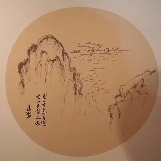 中国诗词大会点评嘉宾康震现在奉节县现场手绘四幅诗画作品