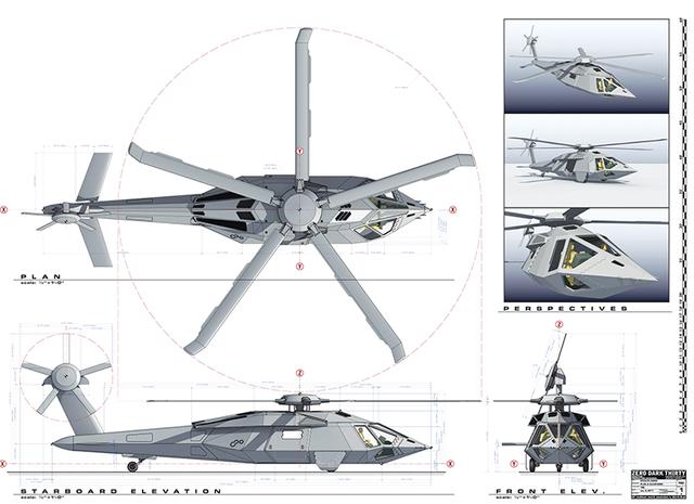 直升机的研究成果,其尾桨桨叶的反梯形设计和前掠式尾翼都能有效降低