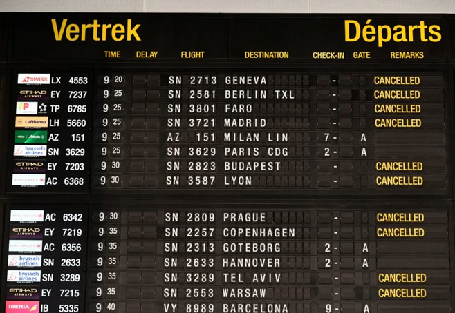 受比利时罢工影响，航班悉数被取消。（图源：法新社）