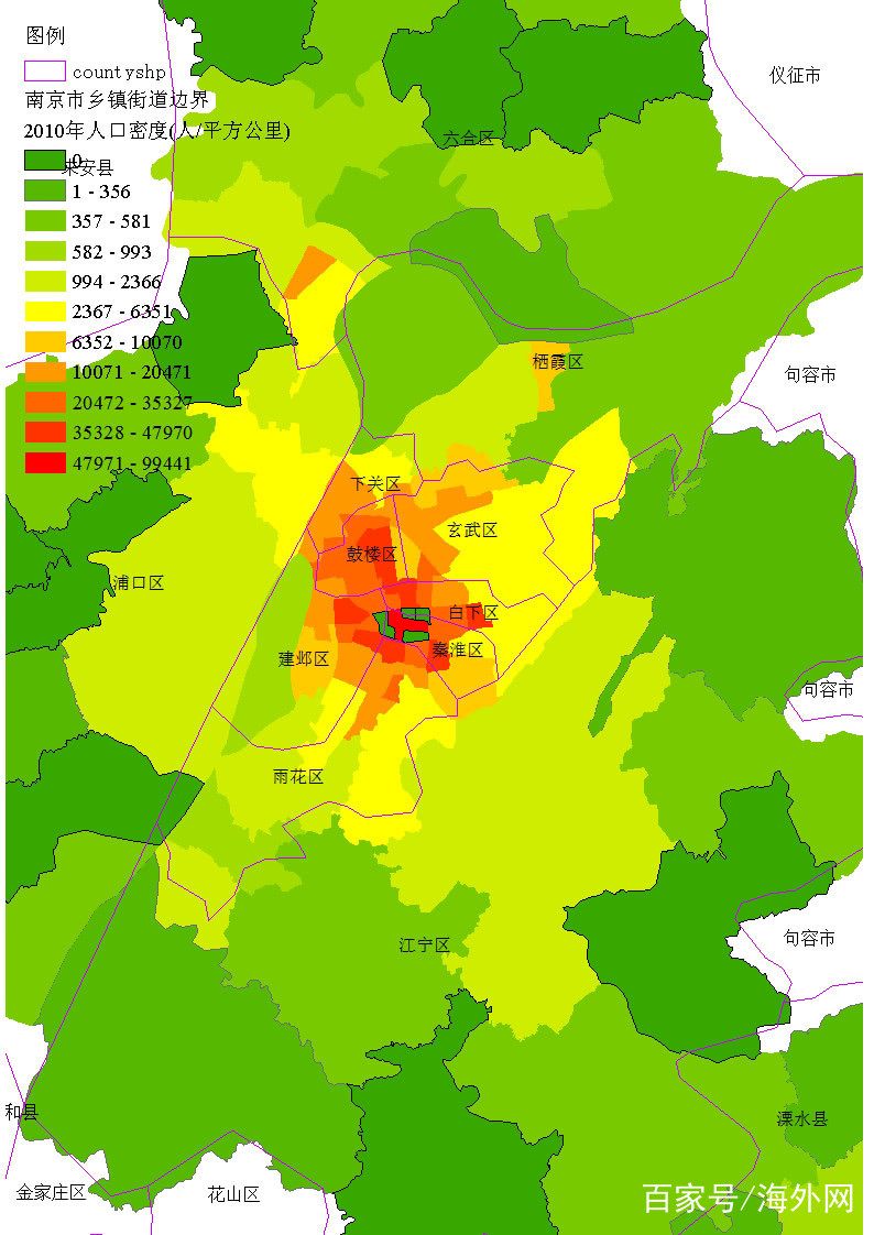 图3 南京乡镇街道人口密度(2010)除了北京以外,中国各省的省会城市,在