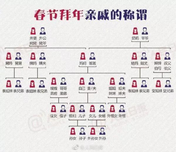 表舅堂姐侄子外甥……一图帮你复习关于亲戚的那些称谓↓↓
