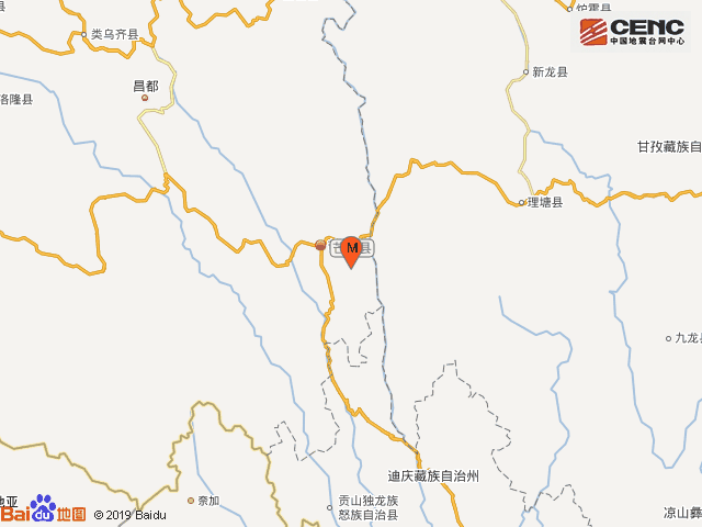 西藏昌都市芒康县发生30级地震