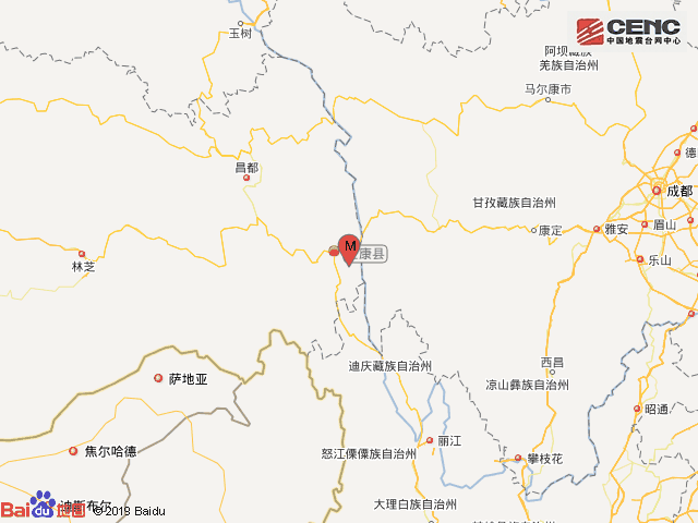 西藏昌都市芒康县发生30级地震