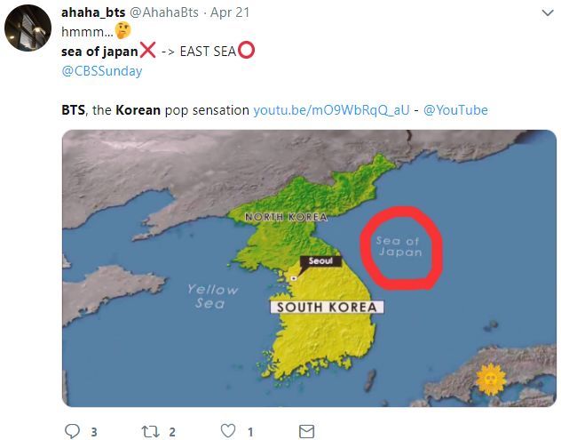 目前cbs新闻网已经将节目下架修改后重新发布,而原本地图上"日本海"的