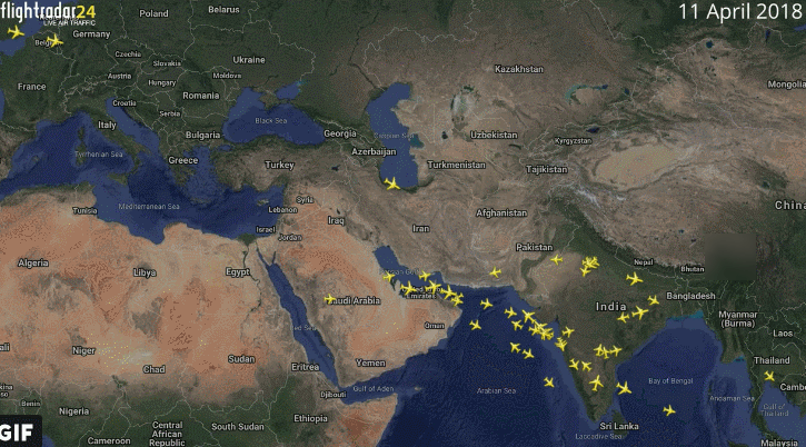 截至今天印度当地时间下午3：30，印度境内只有2架捷特航空飞机正在运行。