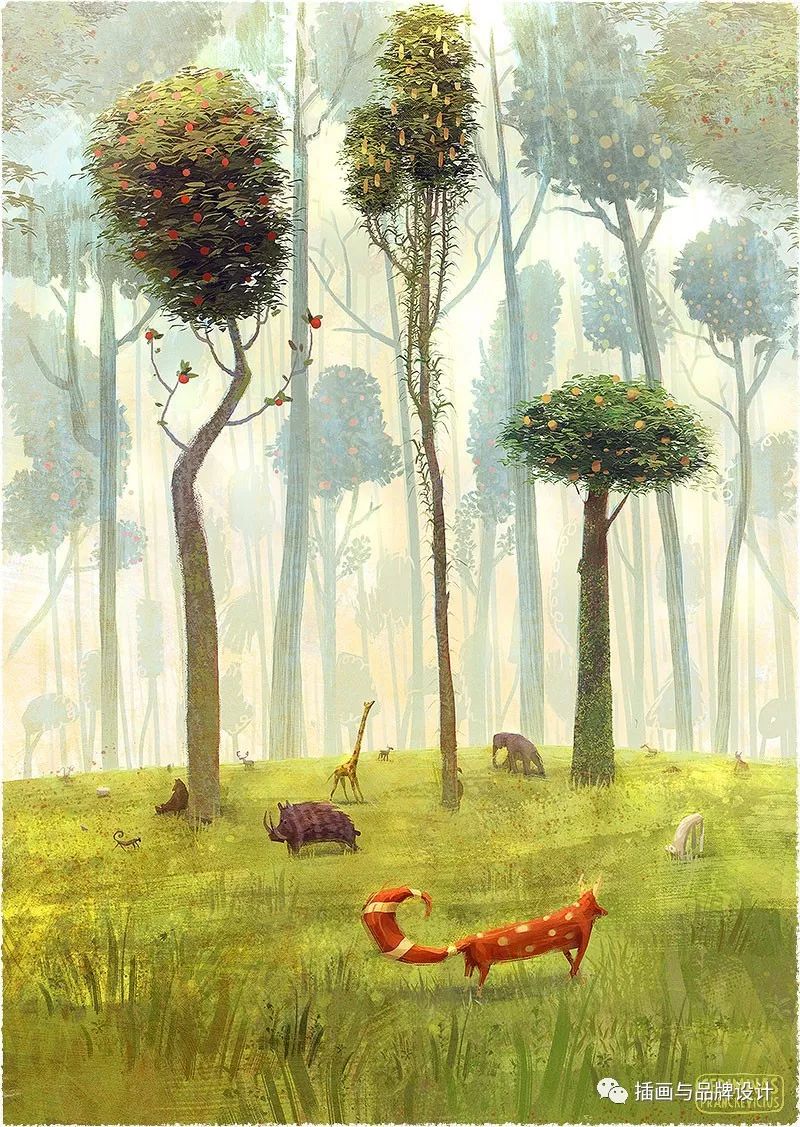 插画丨他带着疯狂的想象力,打造奇异的梦幻世界,充满魔幻色彩和未来感