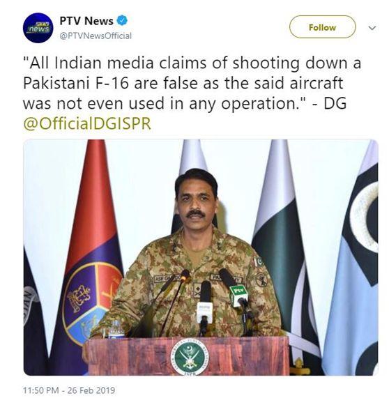 PTV新闻官方推特引述加福少将的发言