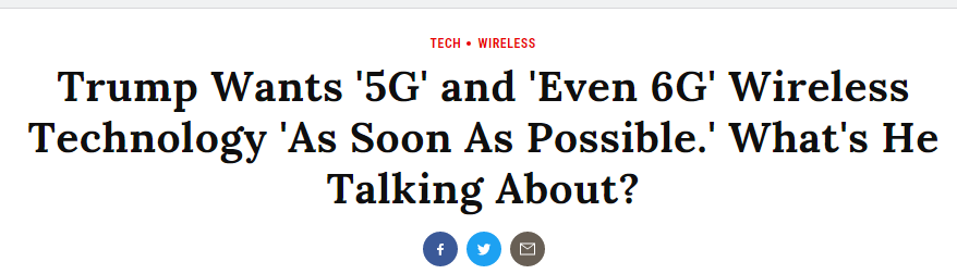 太好玩了:美国开搞6G了?美国网友的反应也太好玩了吧 ▲特朗普想要“5G”“甚至6G”的无线技术——还“越快越好”。他在说啥?(via TIME)