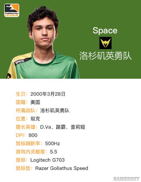 《守望先锋》联赛选手档案:洛杉矶英勇队space
