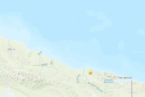 印尼东部地区发生5.2级地震。（图片来源：美国地质勘探局网站截图）