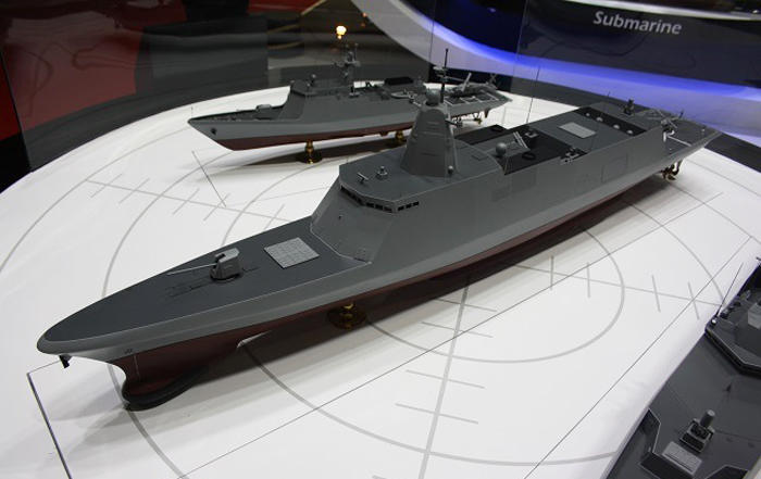 防展上展出的“韩国下一代驱逐舰”（KDDX）模型。