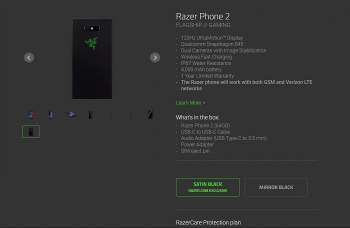 Satin Black版razer Phone 2接受预订 哑光 雷蛇 摩擦力 新浪科技 新浪网