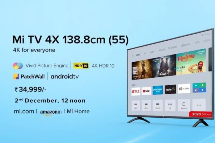 小米电视4X(55英寸)2020版在印度开售
