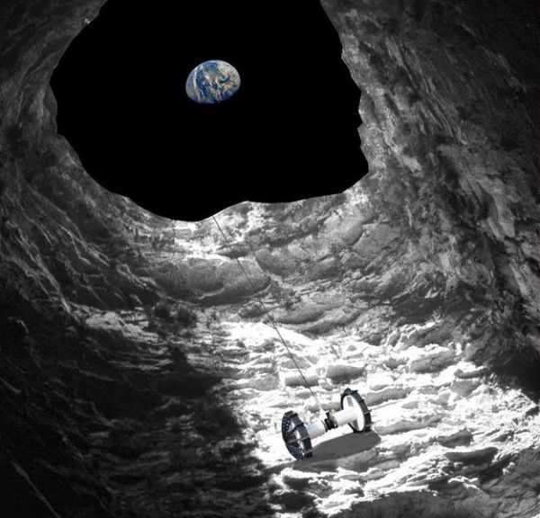  “阿克塞尔”月球车下降进入月球深坑的概念图（美国《史密森学会会刊》月刊网站）
