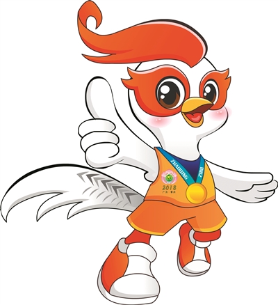 省运会吉祥物"庆庆"的主色调是吉祥喜庆的红色和黄色,整体设计活泼