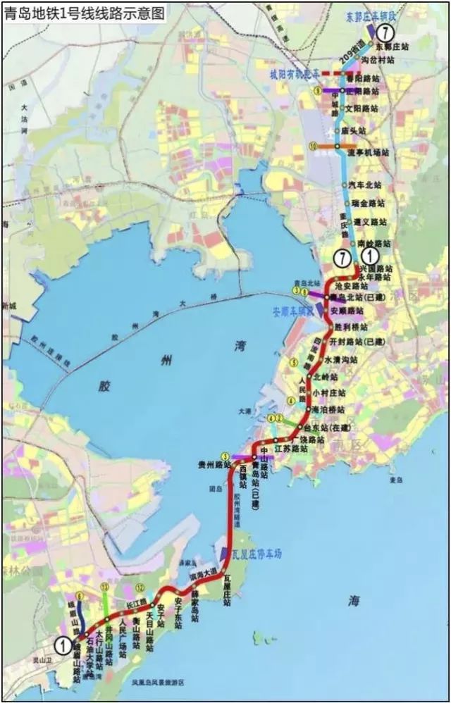 线路图11条线路进行换乘它可以与整个青岛轨道线网中的和北岸