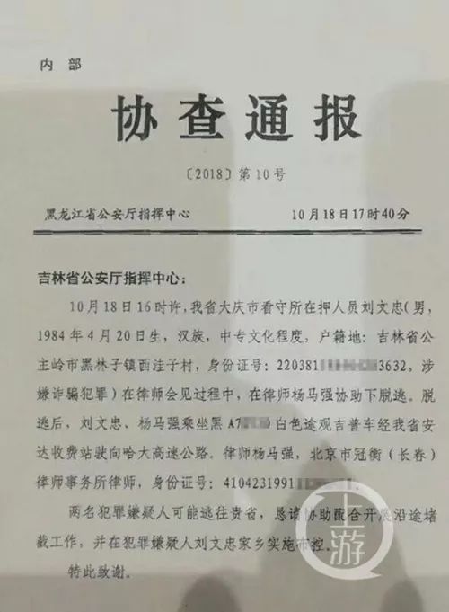 黑龙江警方发布的内部协查通报 本文图均为 上游新闻 图