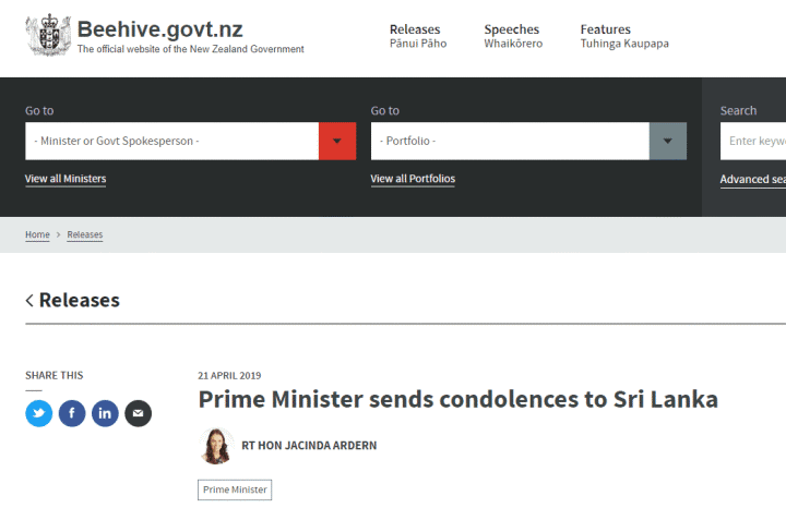 新西兰政府官网截图