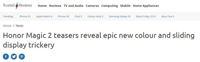 Trusted Reviews报道荣耀Magic2