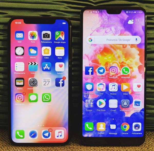 华为p20 pro对比iphone x 刘海窄这么多!
