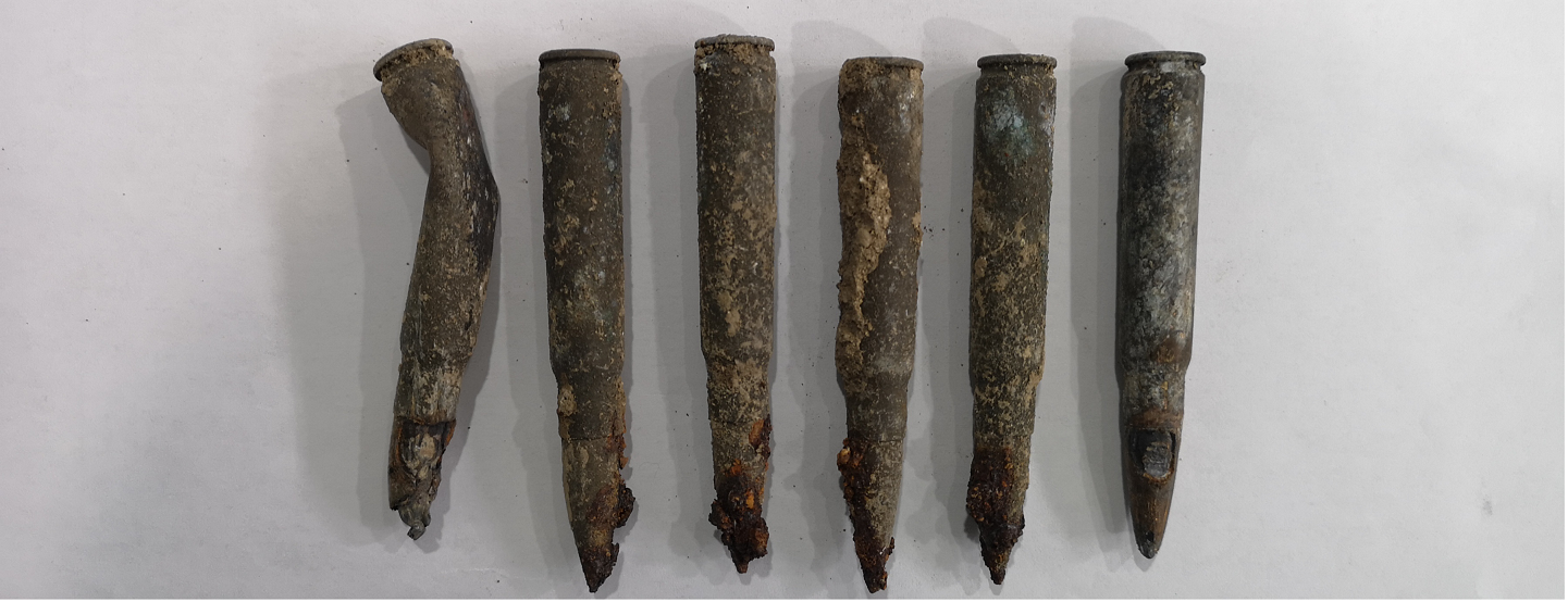 武定门暗堡中出的子弹和弹壳综合这批文物,专家确认它们是1937年12月