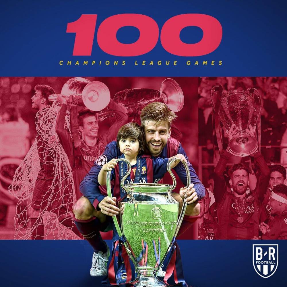 皮克跻身欧冠百场俱乐部成员