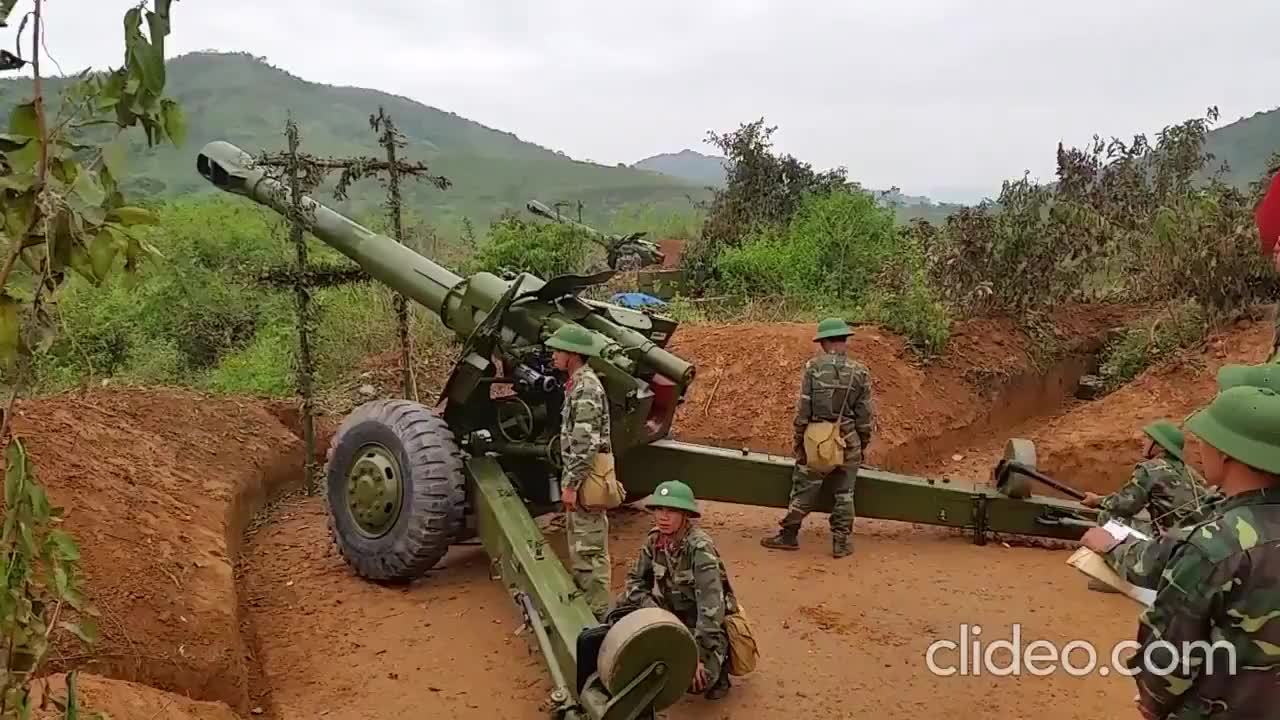 越南军队演习使用的苏联m1955(d-20)152毫米榴弹炮._手机新浪网