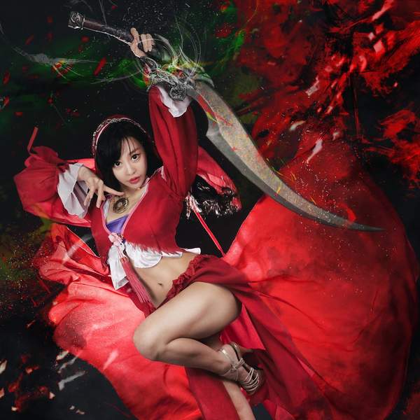 tcsl 小姐姐cos《fgo》女王斯卡哈 黑丝长枪英武魅惑