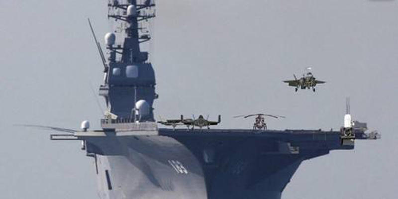 网友制作的“出云”号航母搭载F-35B战机设想图。